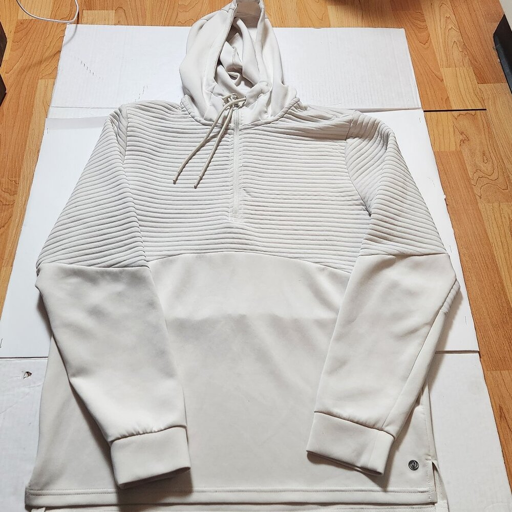Apana Scuba Half Zip Hoodie Ivory Ribbed Pullover Size Medium